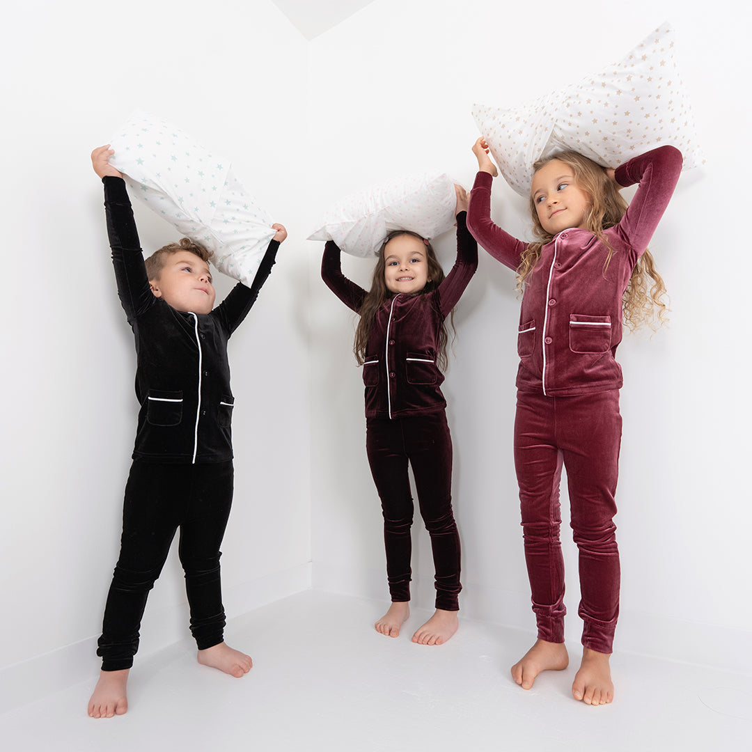 VELOUR PIPED GRANDFATHER PAJAMAS