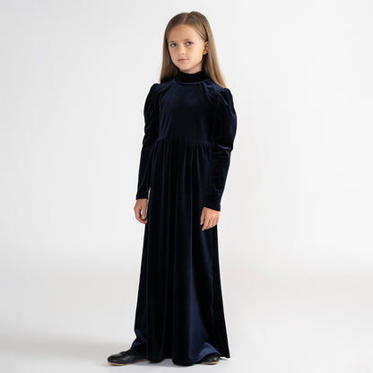 VELOUR PUFF SLEEVE MAXI