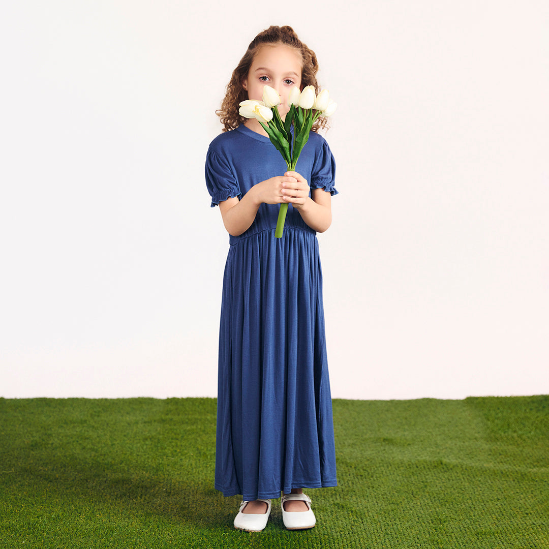 SHORT SLEEVES VNECK MAXI DRESS