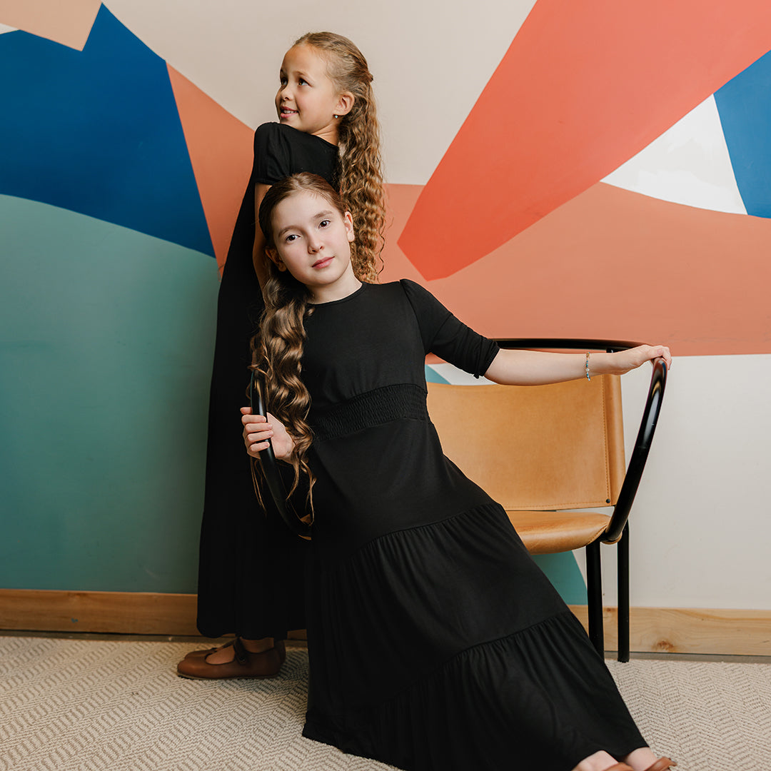 3/4 SLEEVES WAISTED MAXI DRESS