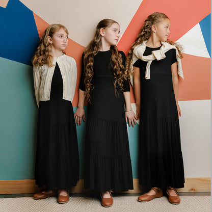 3/4 SLEEVES WAISTED MAXI DRESS