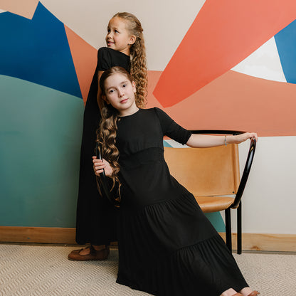 SHORT SLEEVES WAISTED MAXI DRESS