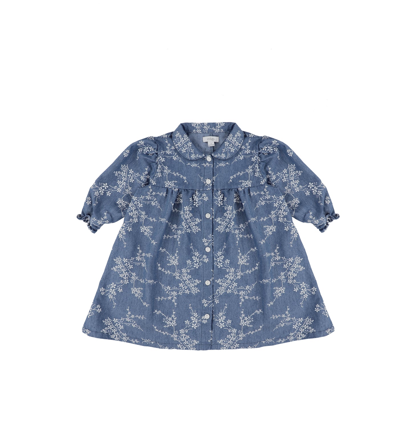 3/4 SLEEVES BLUE FLORAL DRESS