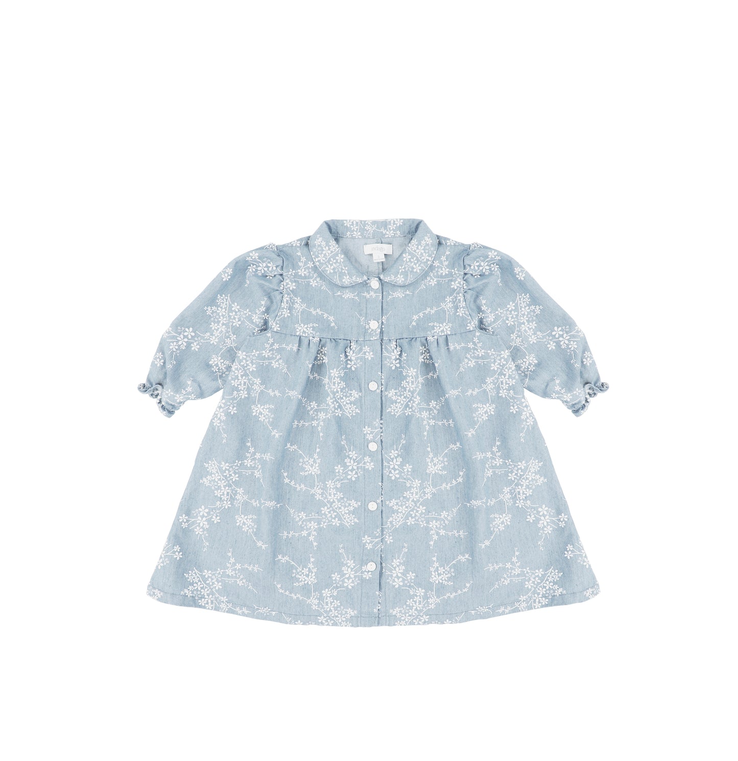 3/4 SLEEVES BLUE FLORAL DRESS