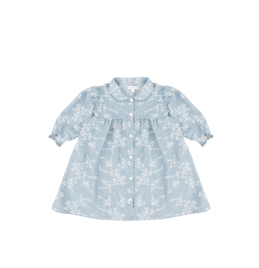 3/4 SLEEVES BLUE FLORAL DRESS