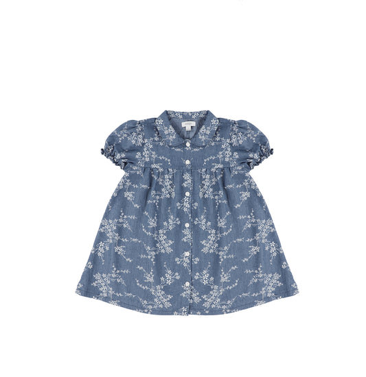 SHORT SLEEVES BLUE FLORAL DRESS