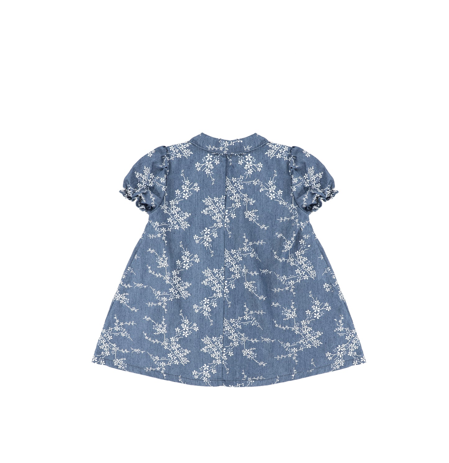 SHORT SLEEVES BLUE FLORAL DRESS