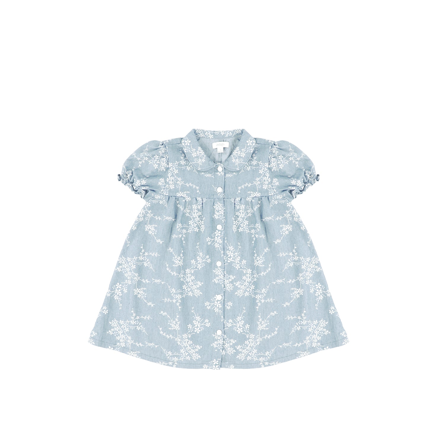 SHORT SLEEVES BLUE FLORAL DRESS