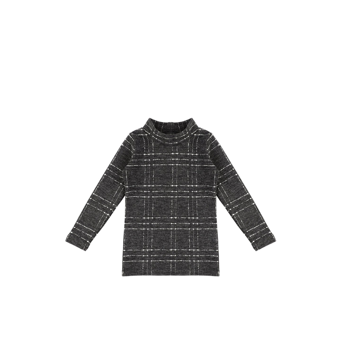 BRUSHED PLAID MOCK NECK