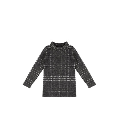 BRUSHED PLAID MOCK NECK