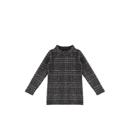 BRUSHED PLAID MOCK NECK