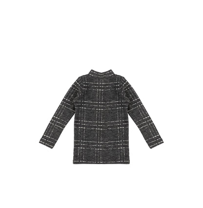 BRUSHED PLAID MOCK NECK