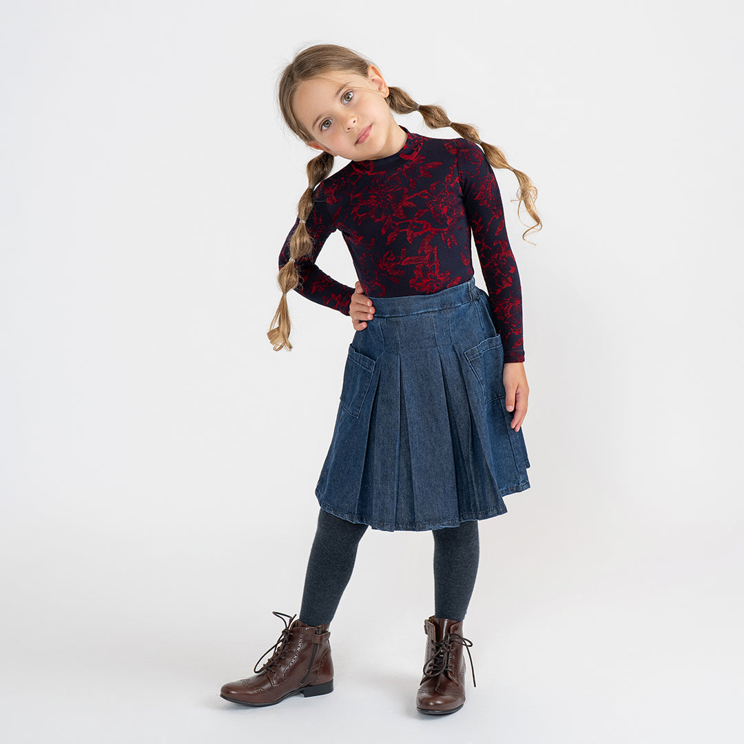BURNOUT FLORAL MOCKNECK