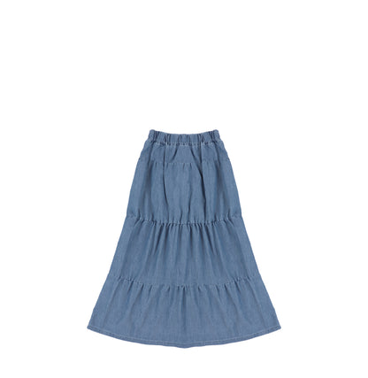 BUTTON TIERED MAXI SKIRT