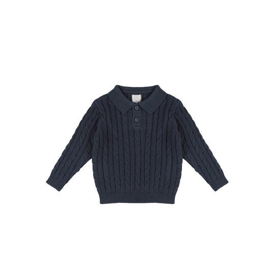 CABLED KNIT POLO