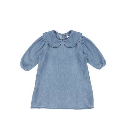 3/4 SLEEVES CHAMBRAY COLLAR DRESS