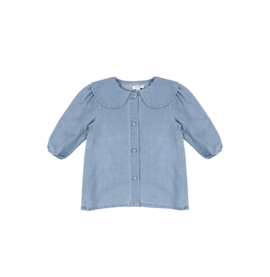 3/4 SLEEVES CHAMBRAY COLLAR TOP
