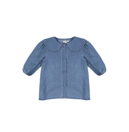 3/4 SLEEVES CHAMBRAY COLLAR TOP