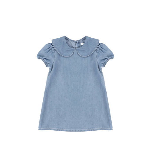 SHORT SLEEVES CHAMBRAY COLLAR DRESS
