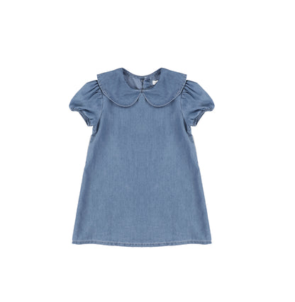 SHORT SLEEVES CHAMBRAY COLLAR DRESS