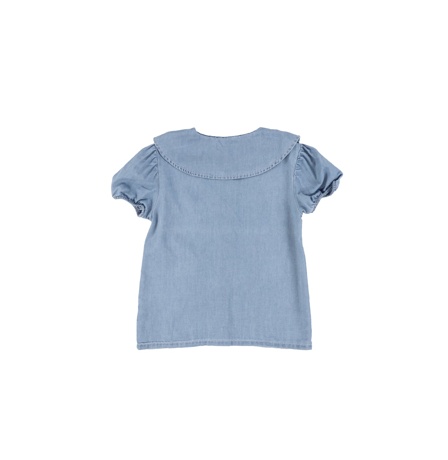 SHORT SLEEVES CHAMBRAY COLLAR TOP