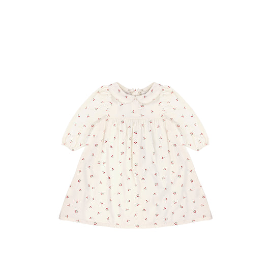 3/4 SLEEVES COLLAR CHERRY DRESS