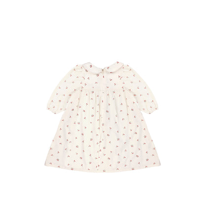 3/4 SLEEVES COLLAR CHERRY DRESS