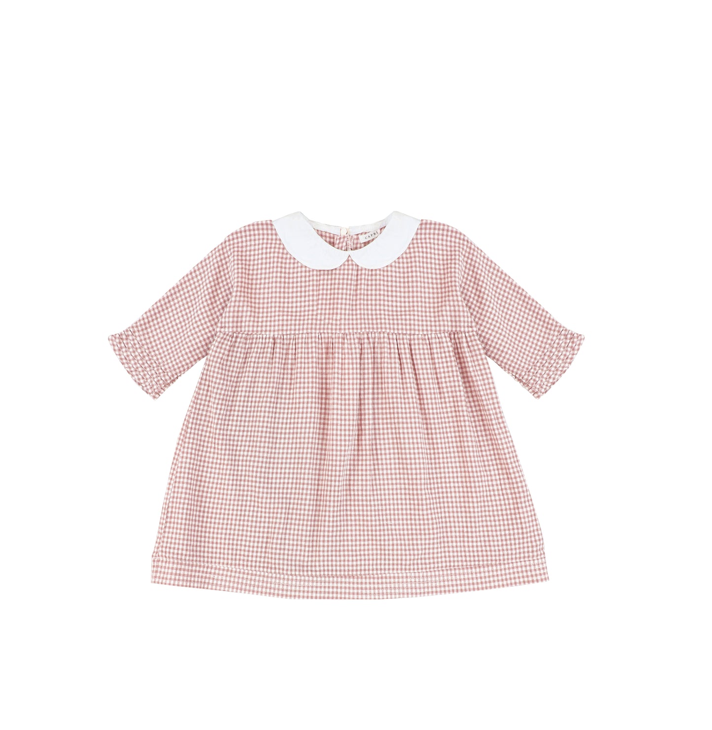 3/4 SLEEVES COLLARED GINGHAM DRESS