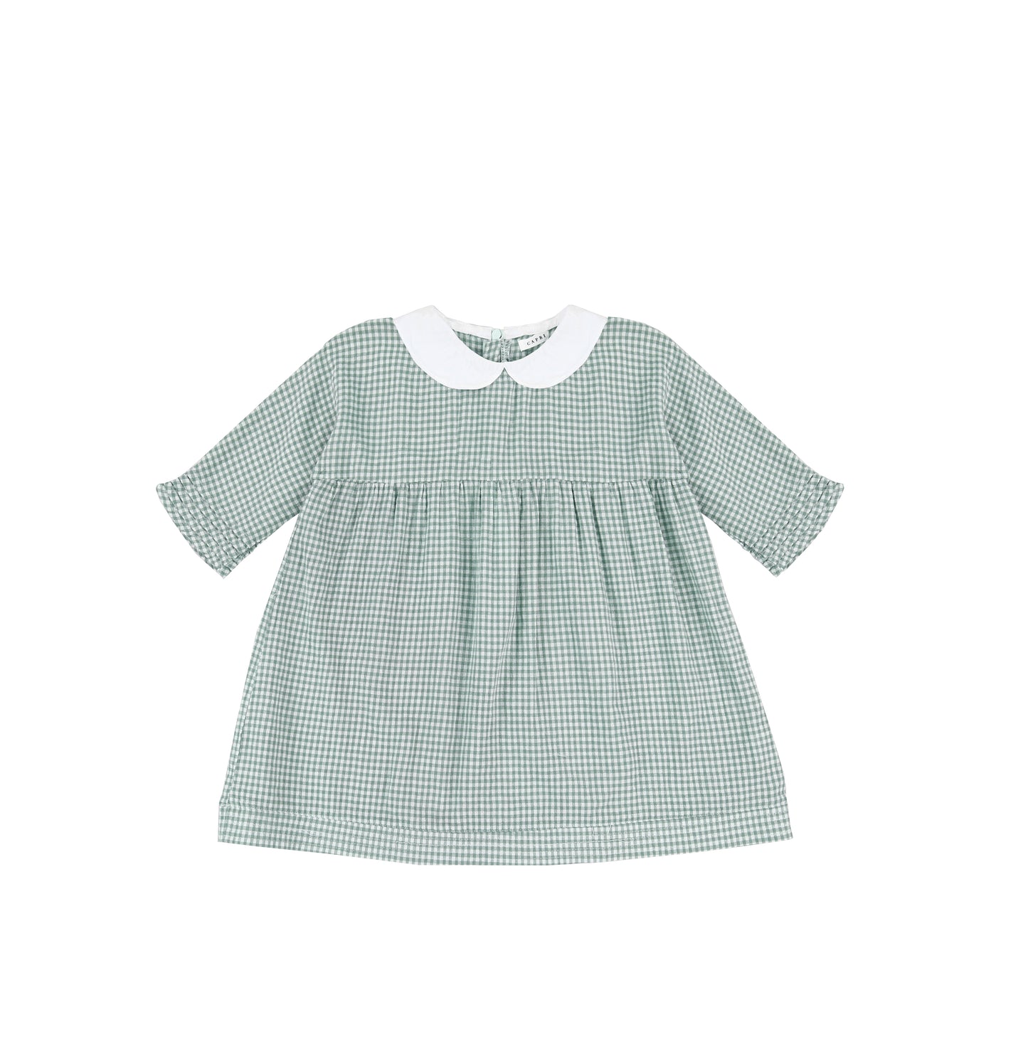 3/4 SLEEVES COLLARED GINGHAM DRESS