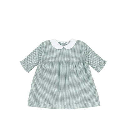 3/4 SLEEVES COLLARED GINGHAM DRESS