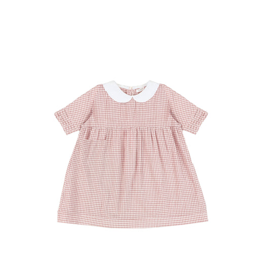 SHORT SLEEVES COLLARED GINGHAM DRESS