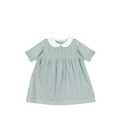 SHORT SLEEVES COLLARED GINGHAM DRESS
