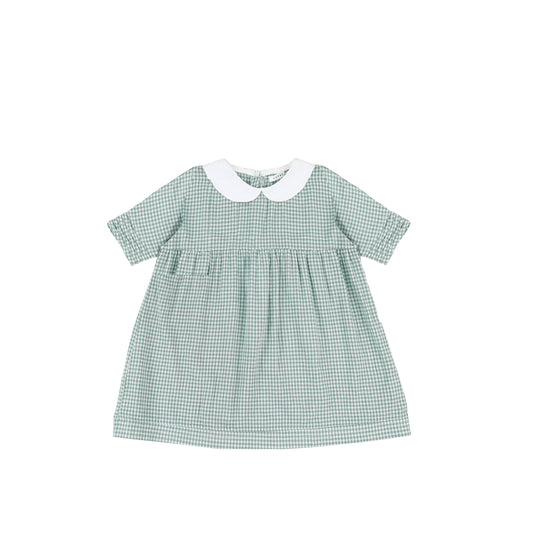 SHORT SLEEVES COLLARED GINGHAM DRESS