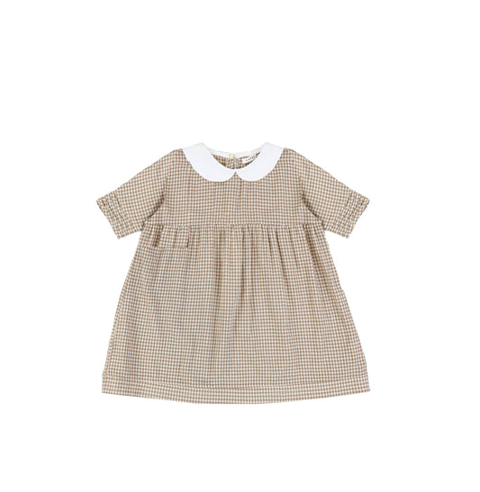 SHORT SLEEVES COLLARED GINGHAM DRESS