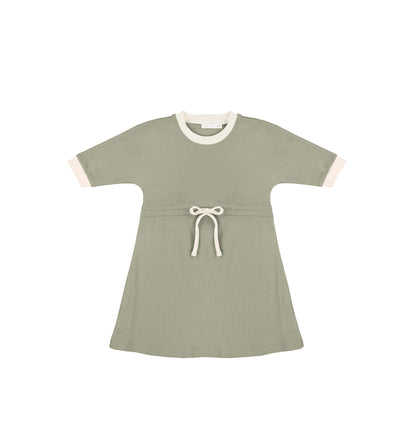 3/4 SLEEVES CONTRAST TRIM DRESS