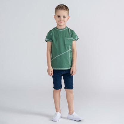 SHORT SLEEVES CONTRAST STITCHED TEE