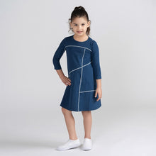 Load image into Gallery viewer, 3/4 SLEEVES CONTRAST STITCHED DRESS