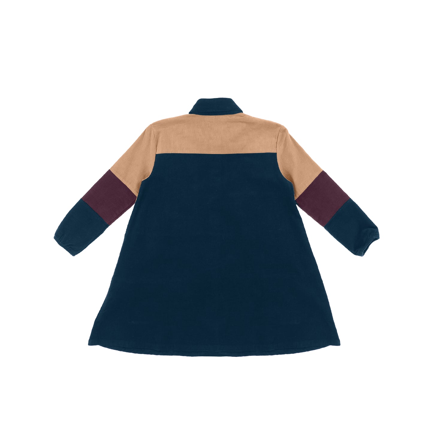 CORDUROY COLORBLOCK SHIRT DRESS