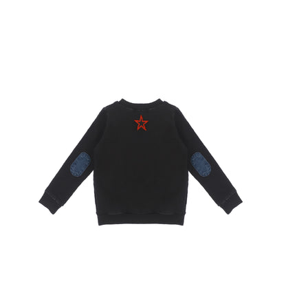 DENIM APPLIQUE SWEATSHIRT