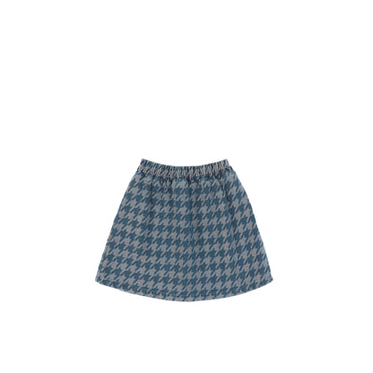 DENIM HOUNDSTOOTH SKIRT