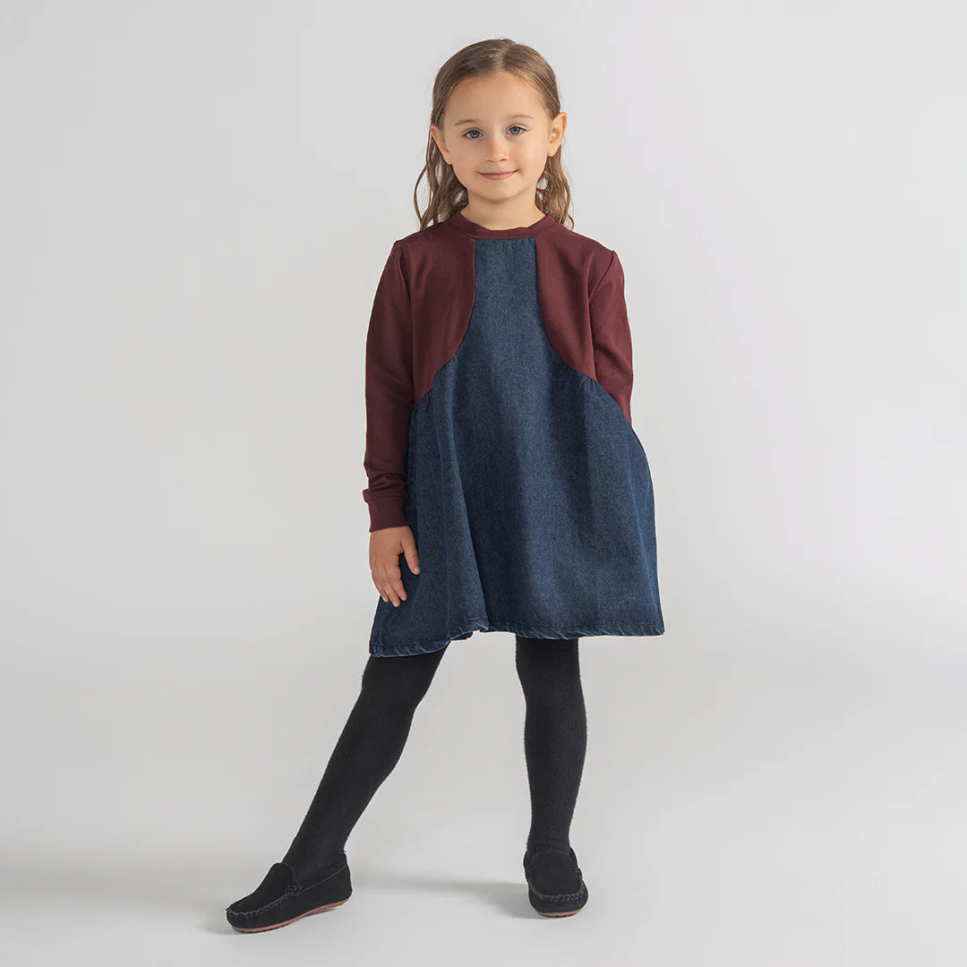 DENIM MIXED MEDIA DRESS