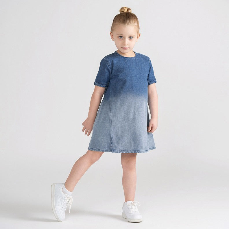 Short Sleeves Denim Ombre Dress Light Blue / 12 Short Sleeves Denim Ombre Dress Light Blue / 12