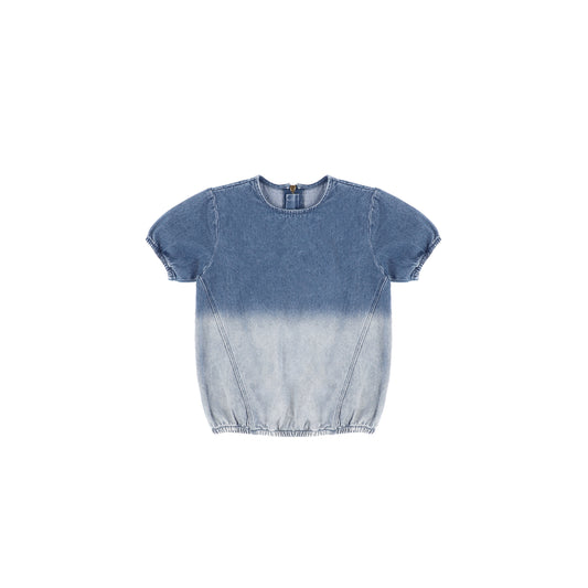 SHORT SLEEVES DENIM OMBRE TOP