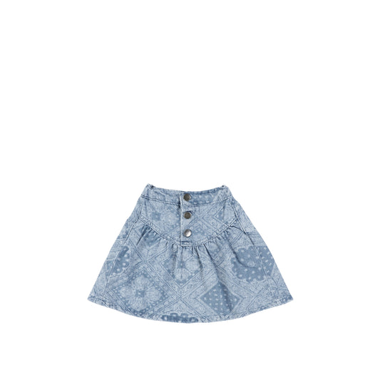 DENIM PAISLEY SKIRT
