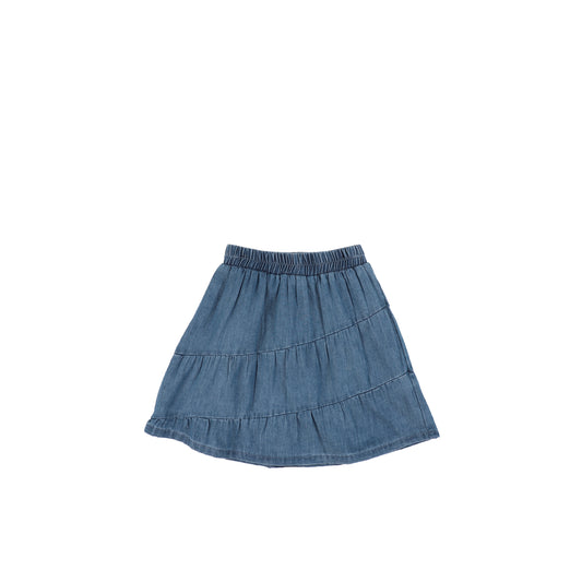 DENIM SLANT SEAM SKIRT