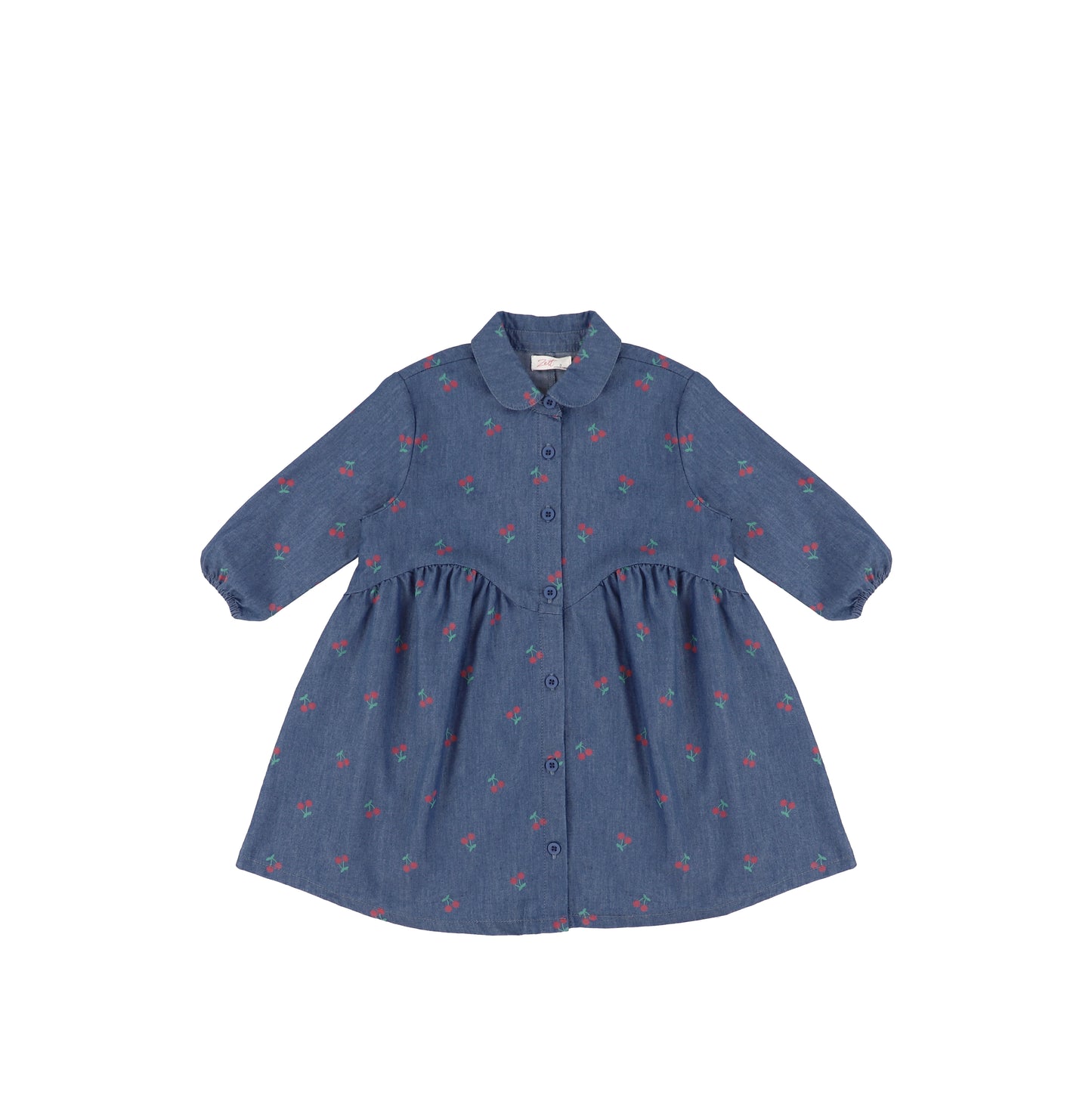 3/4 SLEEVES DENIM CHERRY DRESS