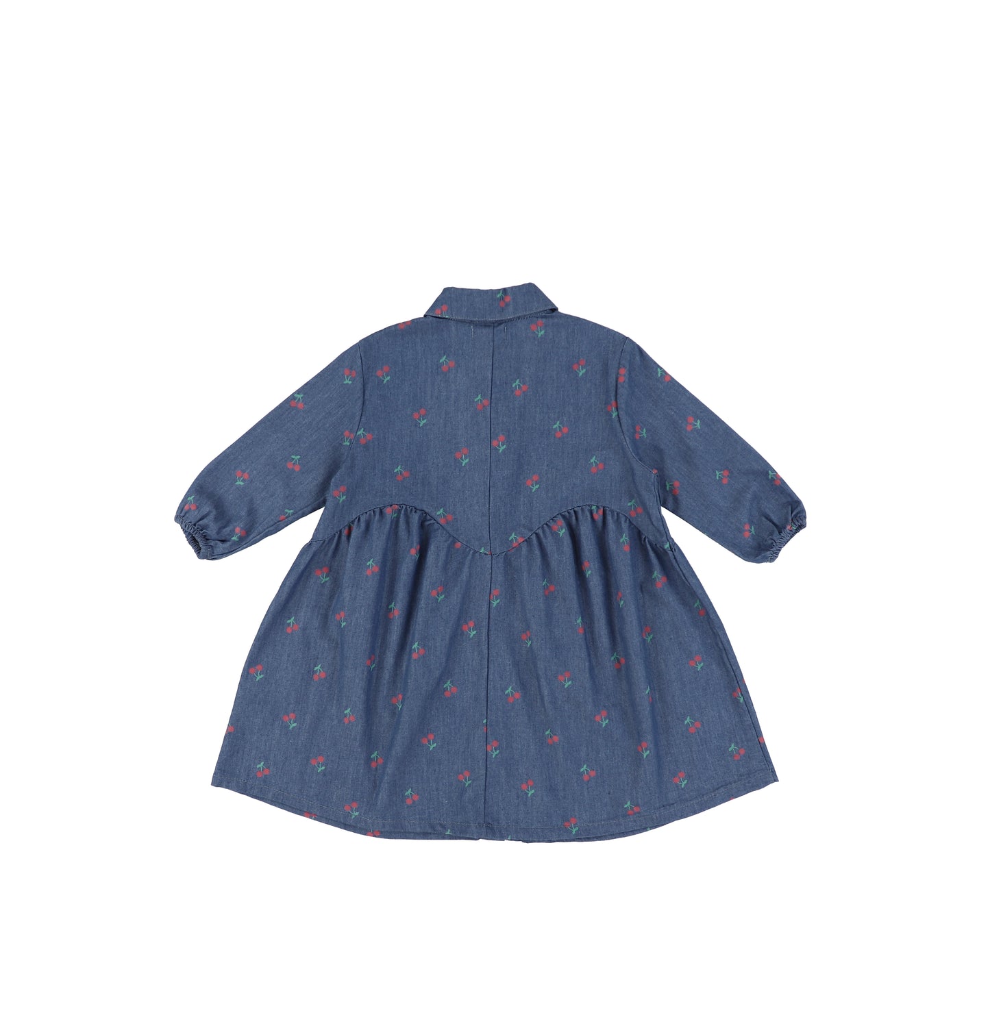 3/4 SLEEVES DENIM CHERRY DRESS