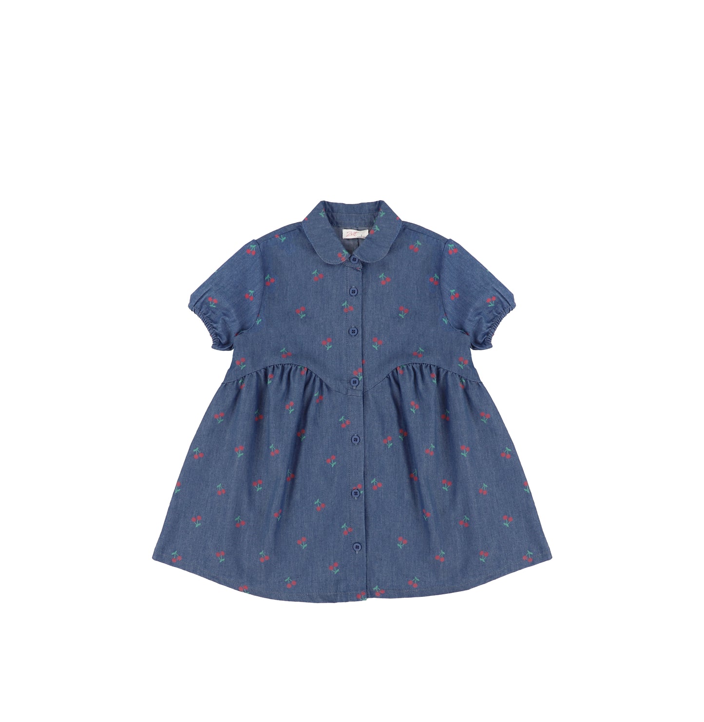 SHORT SLEEVES DENIM CHERRY DRESS