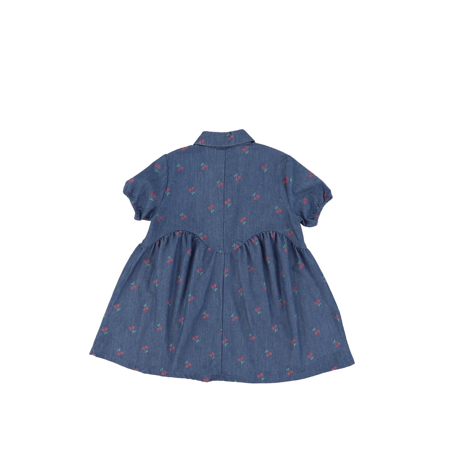 SHORT SLEEVES DENIM CHERRY DRESS