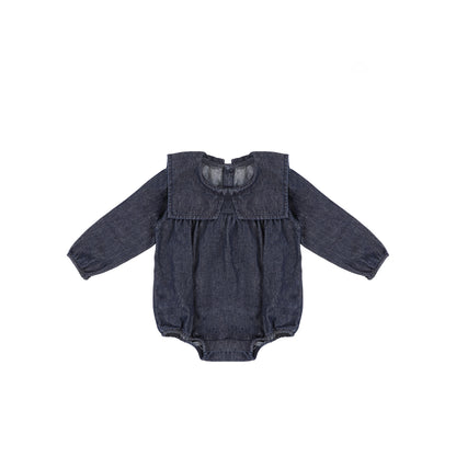 DENIM COLLAR ROMPER